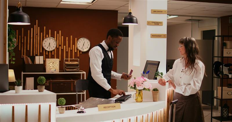Hotel reception representing hospitality